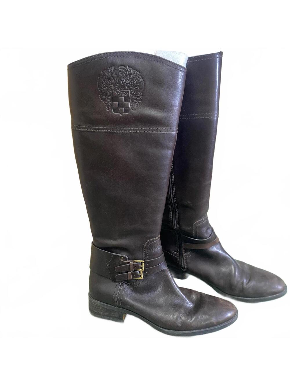 Vince Camuto Womens Pryna Brown Riding Boot Vegan Leather old money boots
